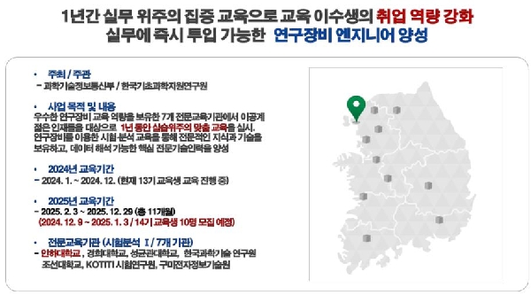 2025 연구장비분야 전문인력양성과정 교육생 모집 안내 대표이미지